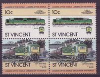 St Vincent 10c Royal Scots Greys Train 1961 ** Luxe  Bloc de 4