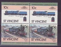 St Vincent 10c King Henry VIII Train 1927 ** Luxe Bloc de 4