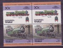 Nanumea Tuvalu 30c Train Class C1 1902 ** Luxe Surcharge SPECIMEN Bloc de 4