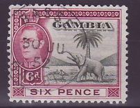 Gambie Gambia Cancelled Basse 6 d value Elephant