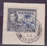 Gambie Gambia Cancelled Brikama 1 1/2d Elephant