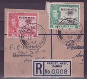 Gambie Gambia Cancelled Cape St Mary Parcel 2d + 1/2d 1949