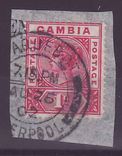 Gambie Gambia Cancelled Paquebot Liverpool 1 p Victoria Posted on steamer