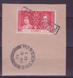 Gambie Gambia Cancelled Paquebot 1 1/2d Coronation  Posted on steamer Hong Kong Hong-Kong Chine China