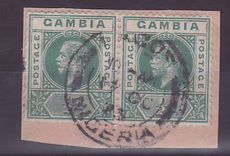 Gambie Gambia Pair of 1/2d George V Lagos Nigeria Cancellation