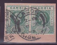 Gambie Gambia Pair of 1/2d George V Lagos Nigeria Cancellation