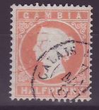Gambie Gambia 1/2p Cameo Calais France 1887 cancellation