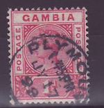 Gambie Gambia 1d Paquebot Cancel Plymouth