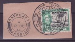 Gambie Gambia 1/2 Elephant with Telegraph cancel on parcel