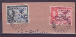 Gambie Gambia 2d + 1 1/2d Elephant ERROR Bathhurst instead of Bathurst cancel RARE