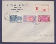 Guinee Gue de Kitim 10c +15 c + Exposition coloniale 1931 1F50 Kankan 24 DEC 31 pour Paris  France  de Turki Freres