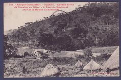 Guinee Carte Postale avec cachet Rare Bissikrila 2 JAN 13 (tres petit bureau) carte Chemin de Fer de Konakry au Niger