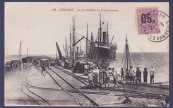 Guinee Carte Postale avec Berger Pulas surchargé et Rare cachet Calles Francaises 21 5 13  carte Conakry La grande jetee