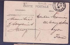Guinee Carte Postale avec 5c Groupe et cachet Allemand Deutsche Seepost Hamburg 3 2 09 au dos cachet d'Escale Rare