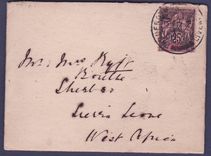 Guinee Lettre avec 25c Groupe avec cachet Paquebot Liverpool pour Sierra Leone  RARE