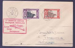 Niger 1er Vol Europe Congo Madagascar obl Zinder 10 NOV 35  pour Tananarive  Madagascar