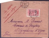 Niger 4eme Voyage Retour Vol Zinder Alger cachet 1 DEC 34 Rare pour St Symphorien d'Ozon