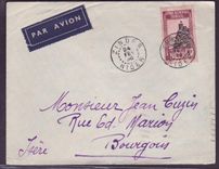 Niger 5F Seul sur lettre pour Bourgoin  Isere  France  cach 24 FEV 36