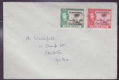 Gambie Gambia 1/2d + 2d Bathurst cover to Skipton  Yorks  England