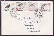 Gambie Gambia Half-Die Bird Set on 1969 cover  to Seaford  England (Oiseau)