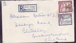 Gambie Gambia 2 QEII stamps on Bath cover to England  can 1963