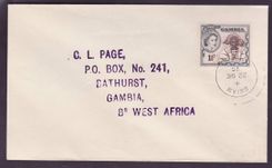 Gambie Gambia Rare Bwiam cover with QE II Woloff stamp to Bathurst