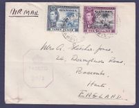 Gambie Gambia Cover 3p + 1s Elephant canc Bathurst with Censor cancellation NN/3 for Boscombe  England