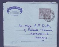 Gambie Gambia Q EII aerogram canc TPO #2 to Edinburgh  Scotland  dated 13 JY 58