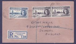 Gambie Gambia Bathurst cover with GVI values with unusual Macarthy cancellation  dated 1947