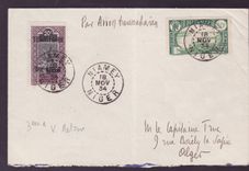 Lettre Niger 1er Vol retour Zinder Alger obl Niamey 18 NOV 34 pour Alger Rarissime