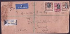 Gambia Gambie Cover with Elephant 1d+6d+4s for Kent  England canc 1936