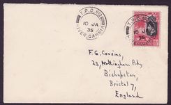 Gambia Gambie Cover addressed to UK bearing 1 1/2d tied by very fine TPO #2 River Gambia cds. Rare