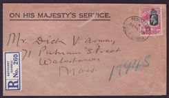 Gambia Gambie Cover with 6d Elephant Value on OHMS cover dated 1929