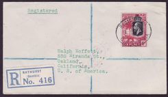 Gambia Gambie Cover with 6d value on GPO Gambia cds to Oakland  USA  dated 1929