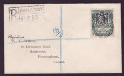 Gambia Gambie 5s Elephant value on Wilson cover  dated NO 24 Rare  to Birmingham  England