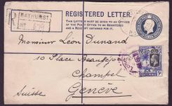 Gambia Gambie Registered Letter with 3d Elephant value dated 1929 to Champel  Geneve  Switzerland