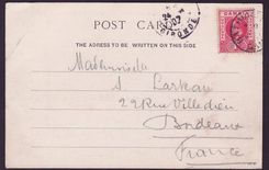 Gambia Gambie Postcard with 1d EVII adhesive Bathurst Cape Sainte Mary to Bordeaux  France