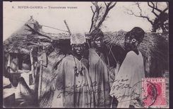 Gambia Gambie Postcard 1d EVII value picture Toucouleurs women  to Bordeaux  France