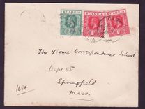 Cover St Lucia Lucie franked GV 2*1d + 1/2d for Springfield  Massachussets  USA