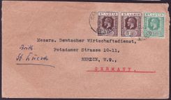Cover St Lucia Lucie franked with 2*1d GV + 1/2d issue for Berlin  Germany