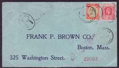 Cover St Lucia Lucie franked with 4d + 1d GV issue for Boston  Mass  USA  canc JAN 14