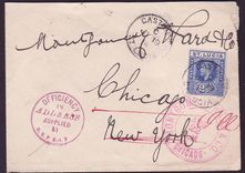Cover St Lucia Lucie franked with 2 1/2d GV issue for Chicago  USA  dated 14