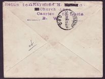 Cover St Lucia Lucie franked with 2 d GV issue with rare Laborie canc FE 34