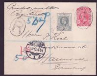 Gambia Gambie 1p Postal stationary + 2d GV value can AP 13 for Hannover  Germany