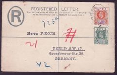 Gambia Gambie Registered letter with 2d + 1/2d values for Berlin  Germany