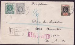 Gambia Gambie 1921 OC 31 registered cover addressed to Amavillo  USA with 1/2d + 2d+ 4d stamps and Registered GPO cds