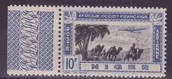 Niger Poste Aerienne 10F n°15 VARIETE Centre doublé ** Neuf sans charniere Bord de Feuille TTB Signé