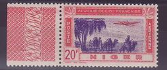 Niger Poste Aerienne 20F n°15 VARIETE Centre doublé ** Neuf sans charniere Bord de Feuille TTB Signé