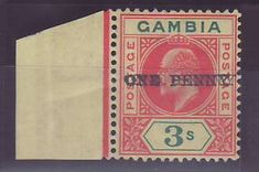 Gambia Gambie 3s Value with VARIETY Double Surcharge Very Fine Mint. Certificate