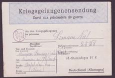 Kriegsgefangenensendung Envoi pour prisonniers de guerre pour Stammalger IV Militaria Lemaire Nouvion Rare Lion